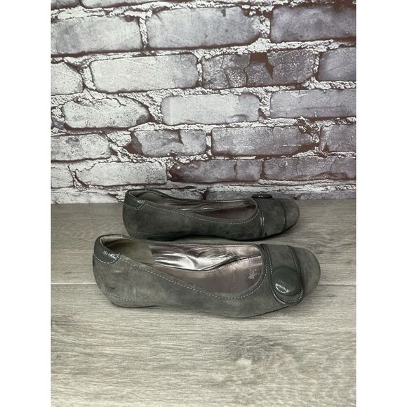 ECCO Grey Suede Leather Button Detail Ballet Casual Flats Women Sz 38EU/7.5M US - Picture 14 of 16